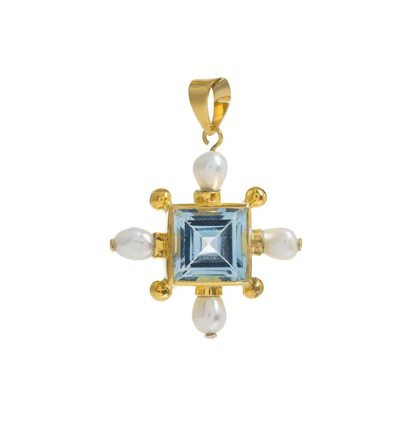 Blue Topaz Cross Pendant - Freya Rose