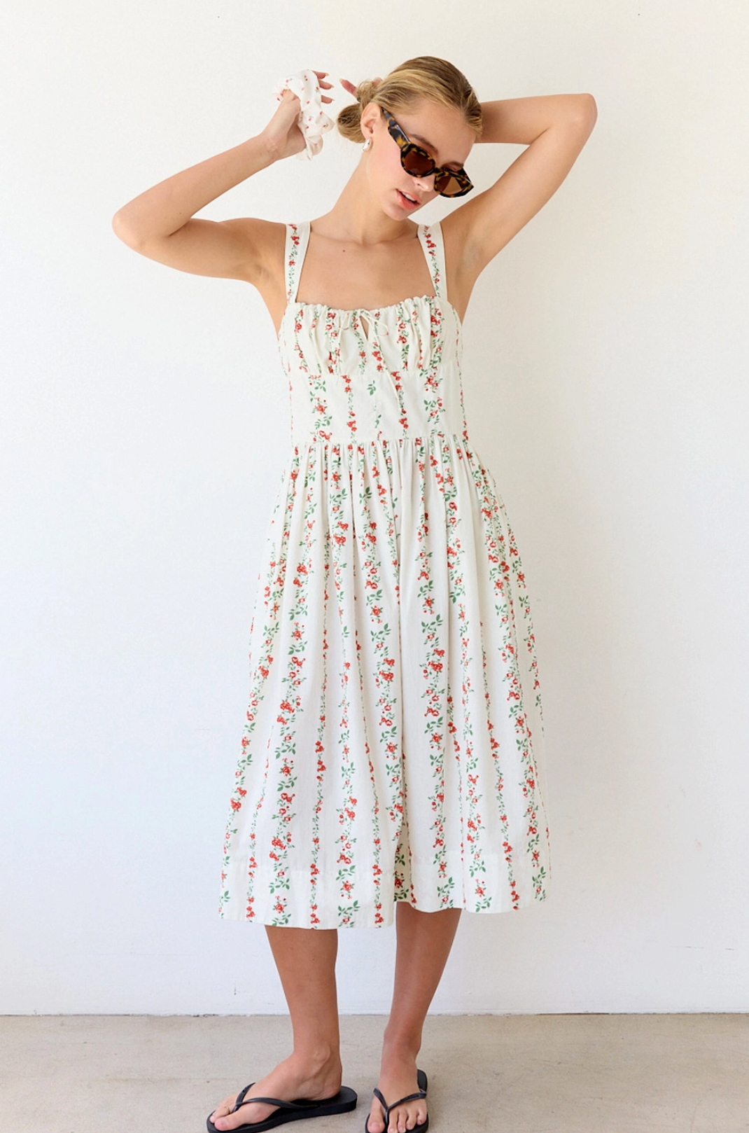 Print Floral Sun Dress - White