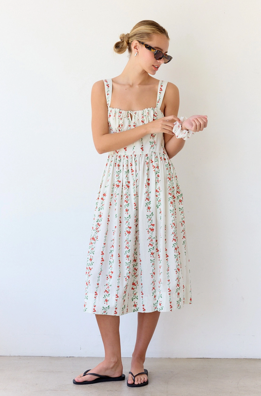 Print Floral Sun Dress - White