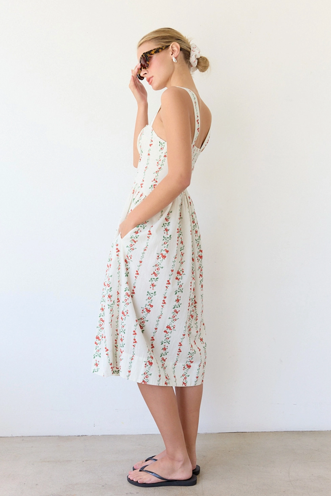 Print Floral Sun Dress - White