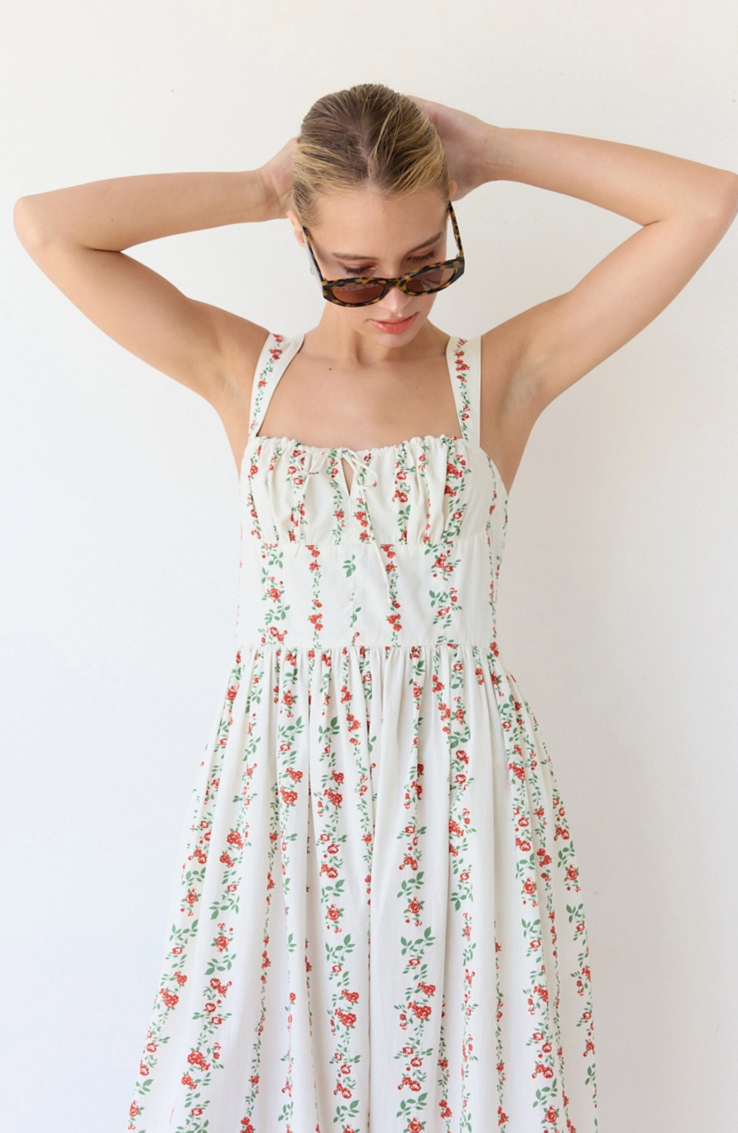 Print Floral Sun Dress - White