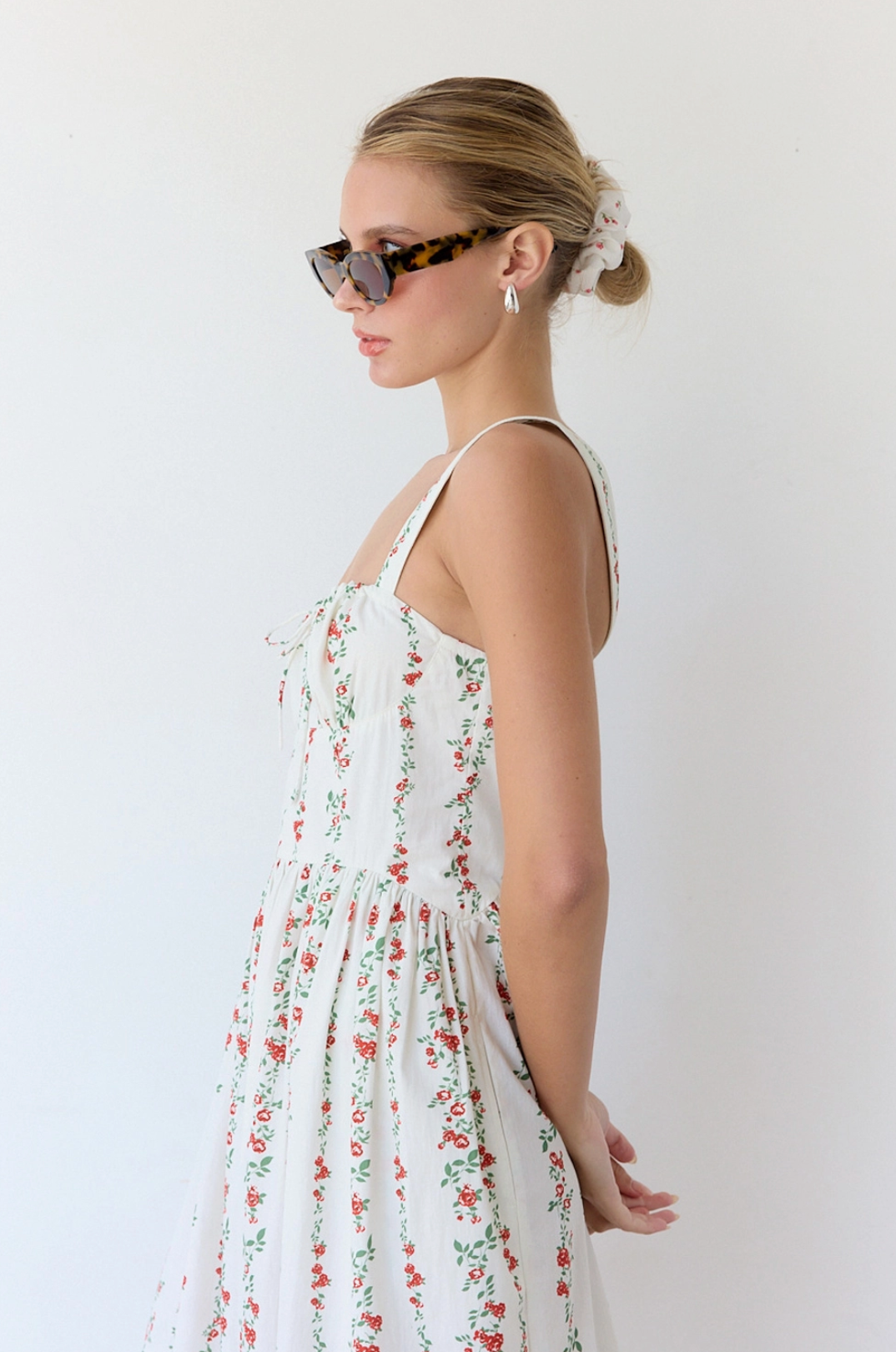 Print Floral Sun Dress - White