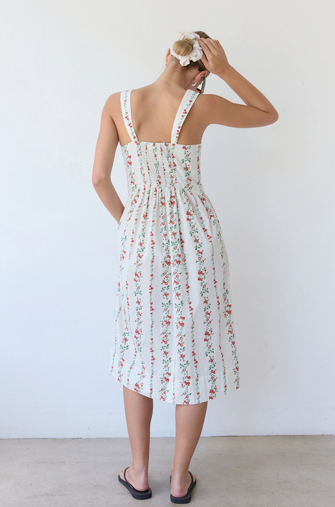 Print Floral Sun Dress - White