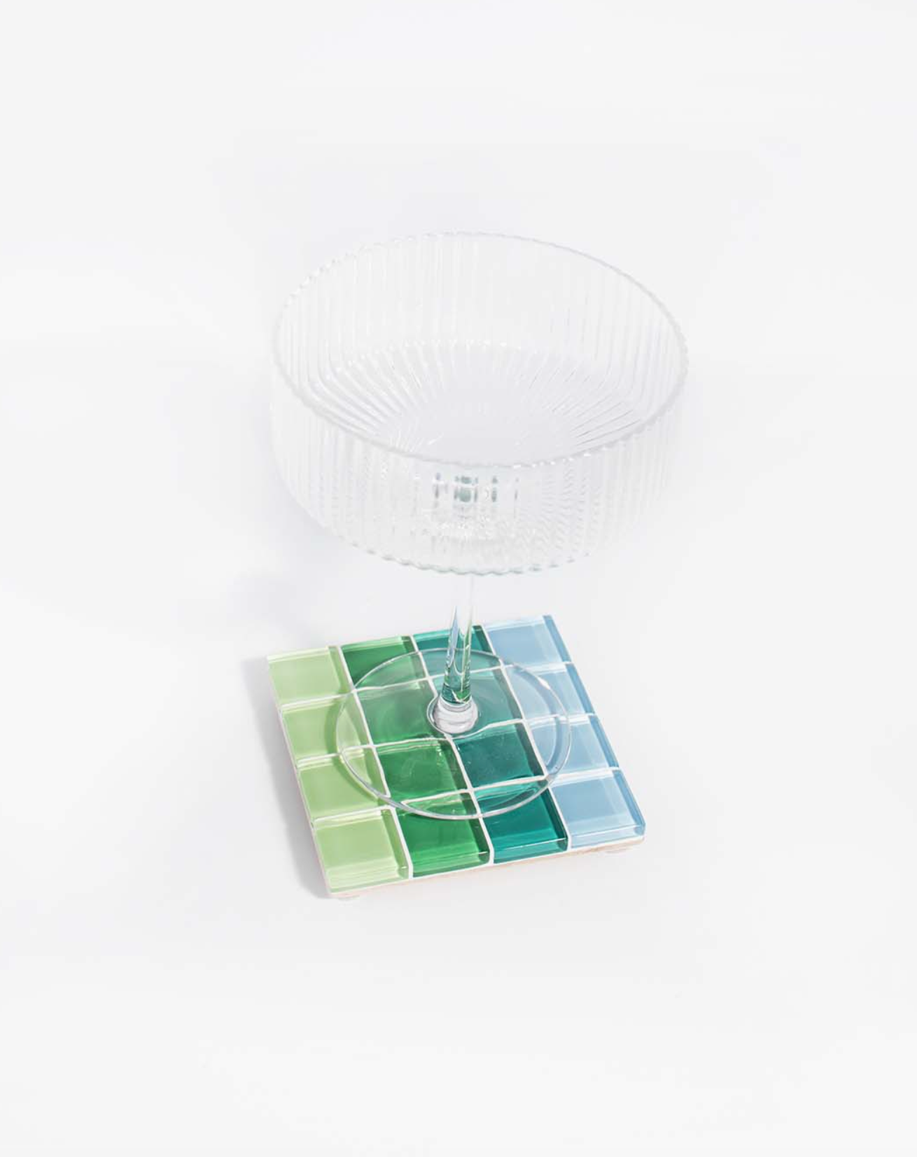 Glass Tile Coaster - Green + Blue Ombre - Subtle Art Studios