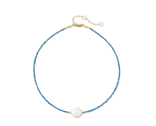 Mystic Coin Pearl Gemstone Necklace - Gold Fill - Apatite - Kaylie Dawn