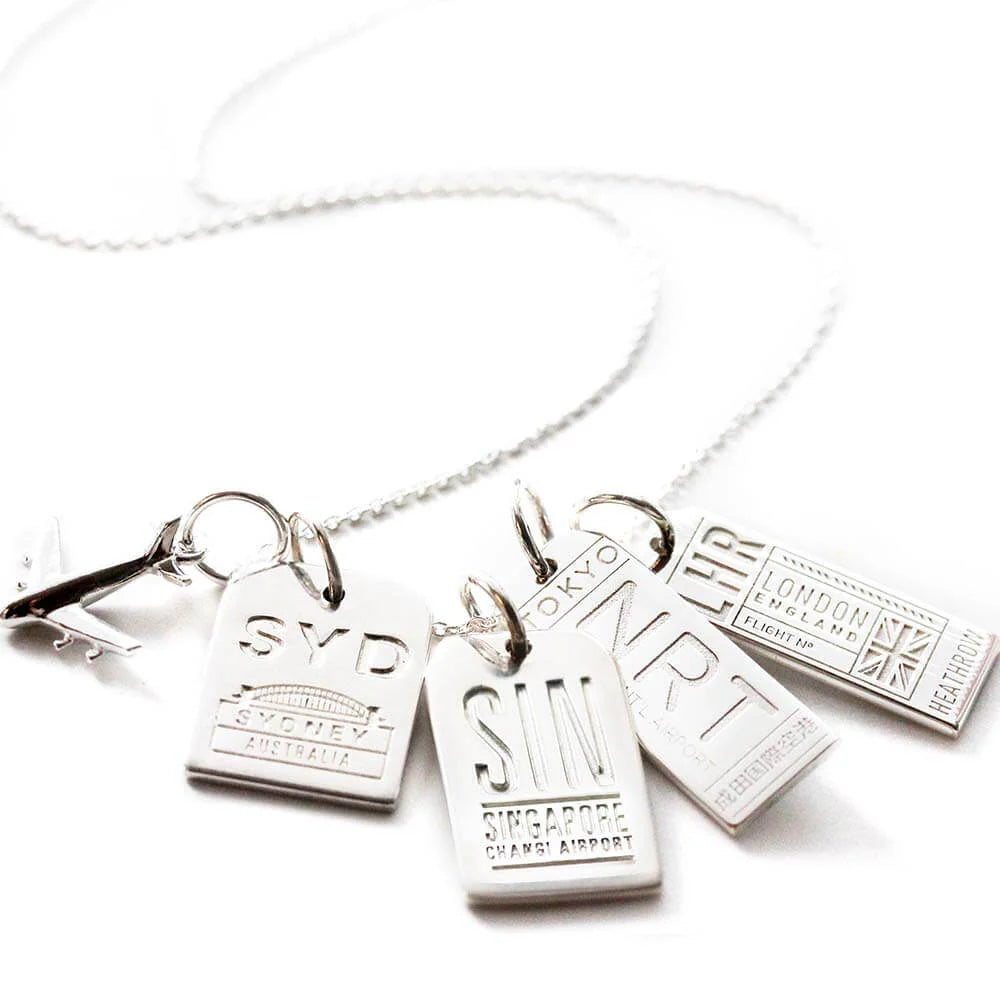 London LHR Luggage Tag Charm - Sterling Silver - Jet Set Candy