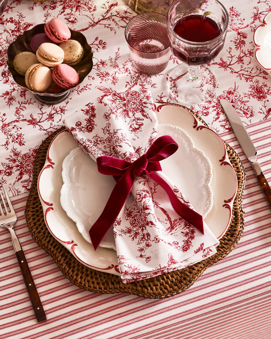 Signature Twill Napkins in Red Timeless Toile (Set of 4) - Petite Plume