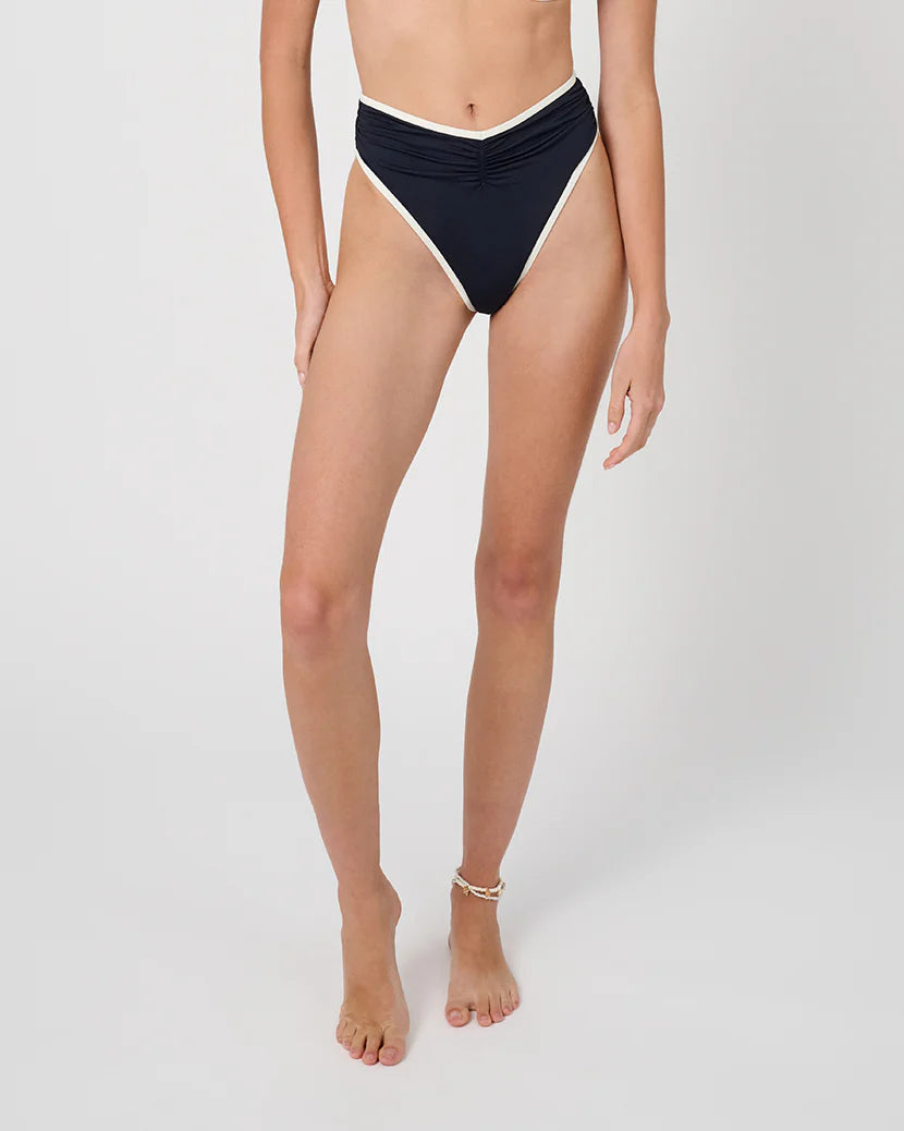 High Rise Ruched Bottom Navy/White - We Wore What