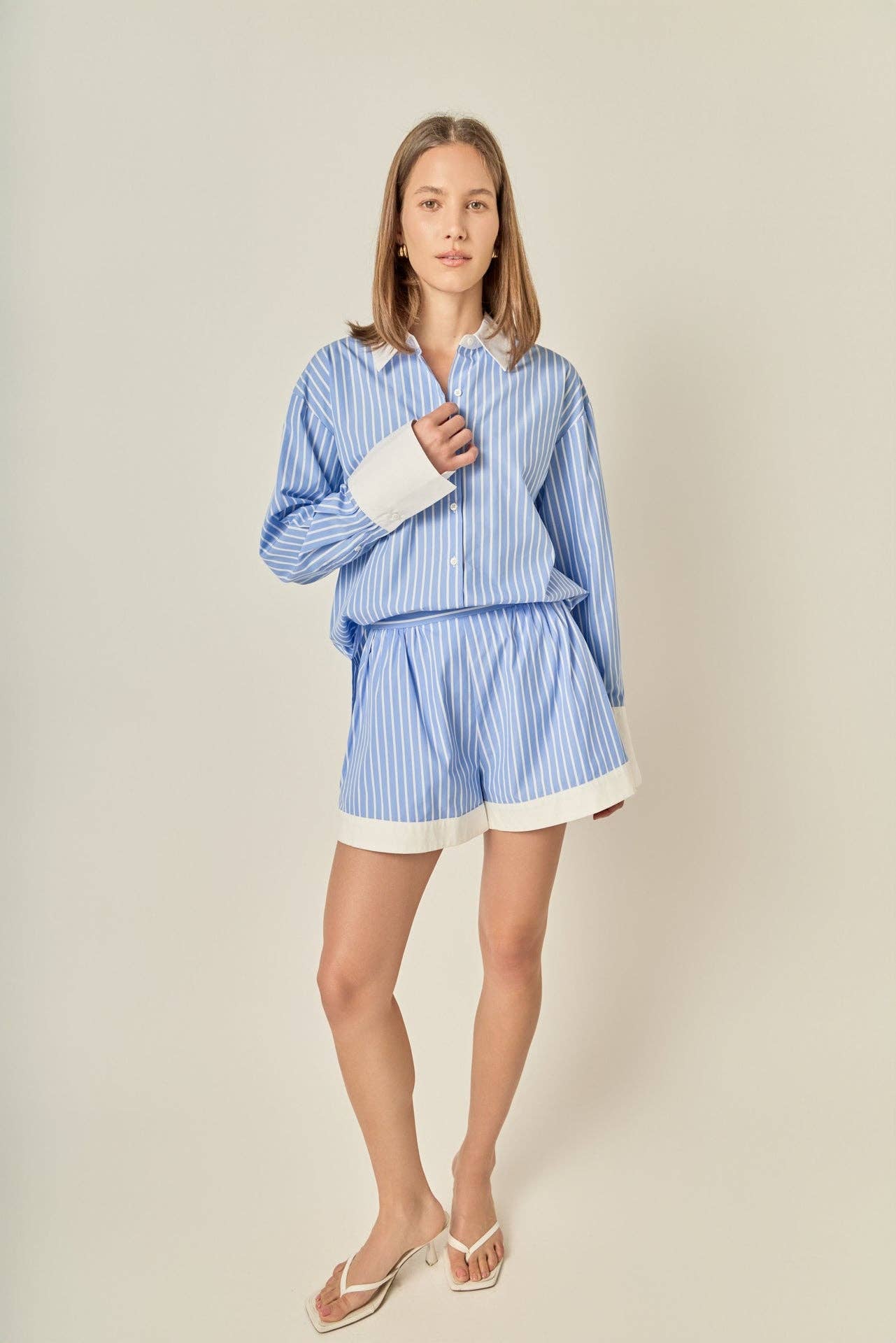 Striped Boyfriend Shorts - English Factory