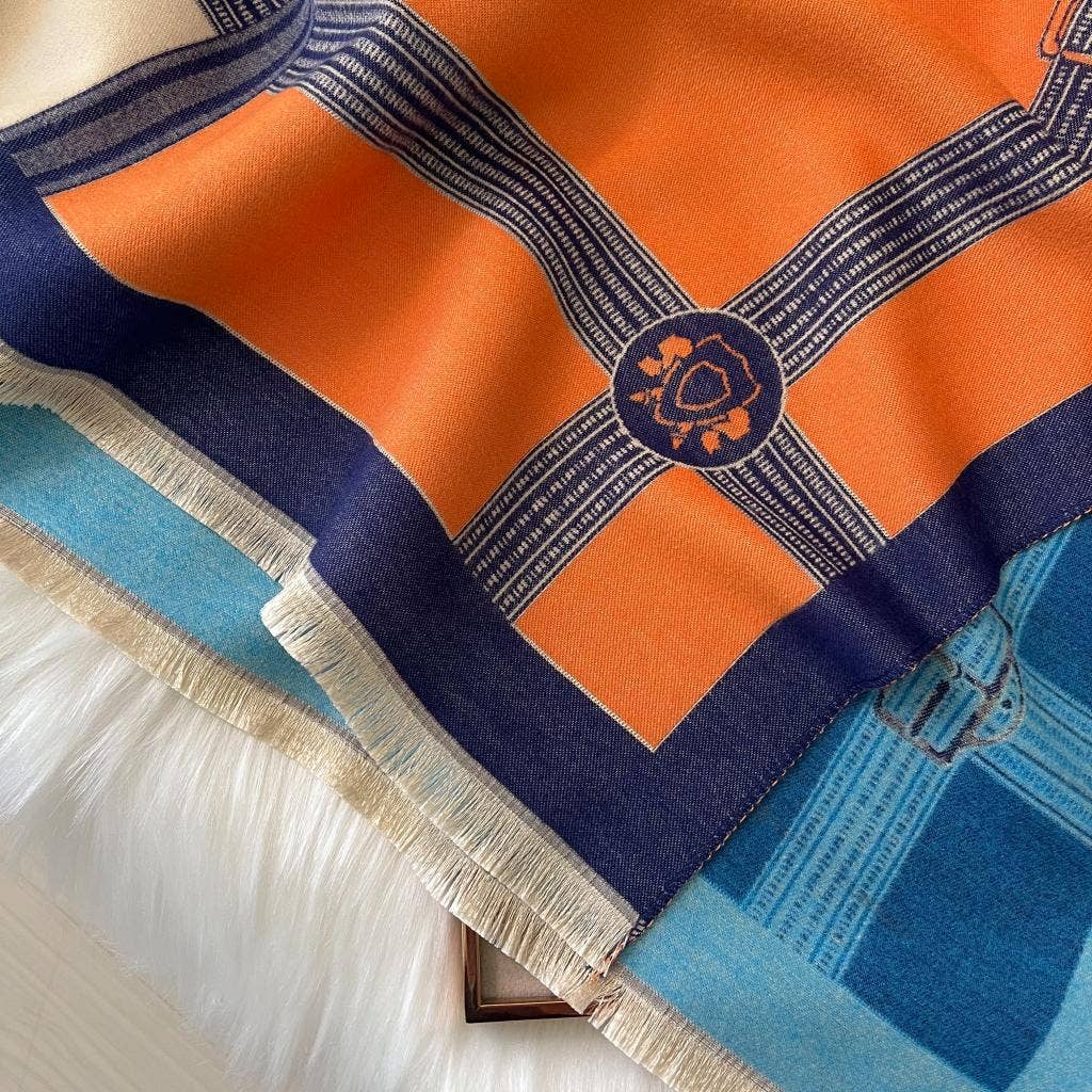 Equestrian Turq/Orange Prance Reversible Wrap