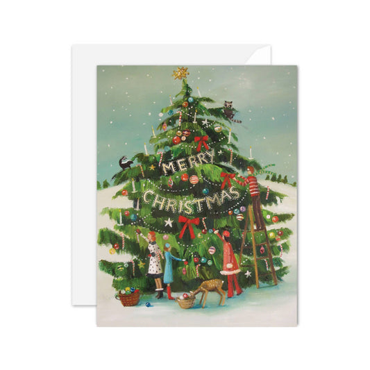 The Peppermint Family Trim The Tree. Blank Card