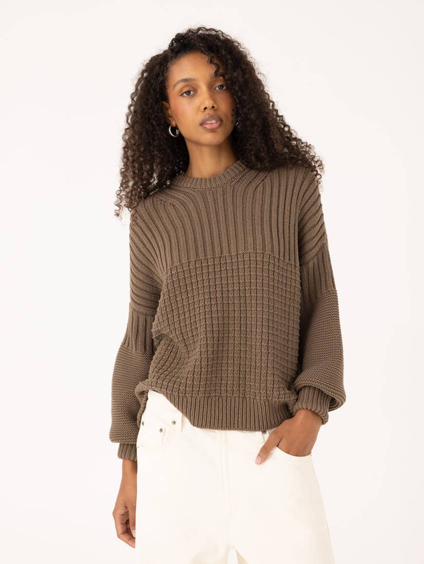 Delčia 100% Cotton Earth Brown Sweater - Knotty Ones
