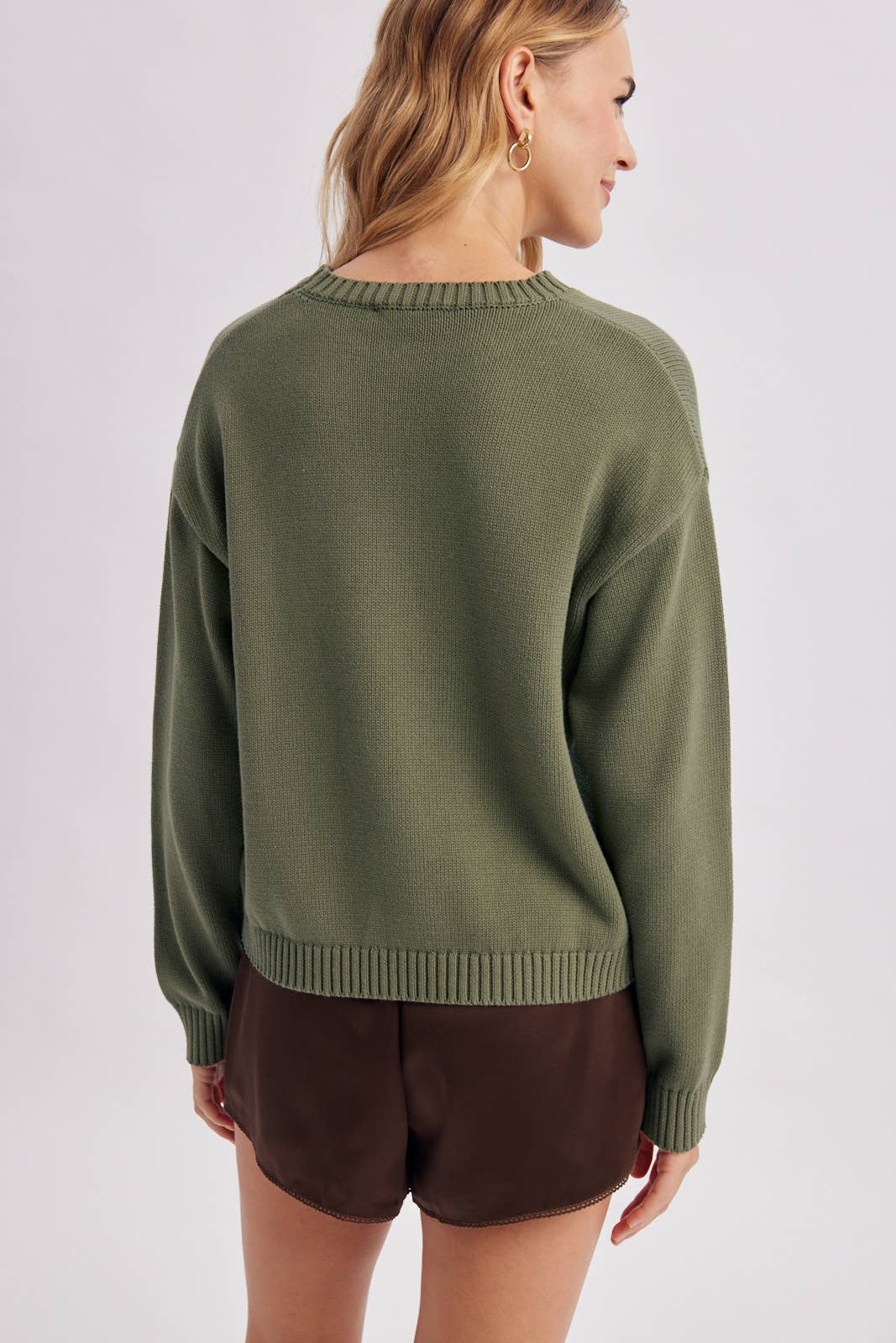 Fish Graphic Crewneck Sweater - Olive