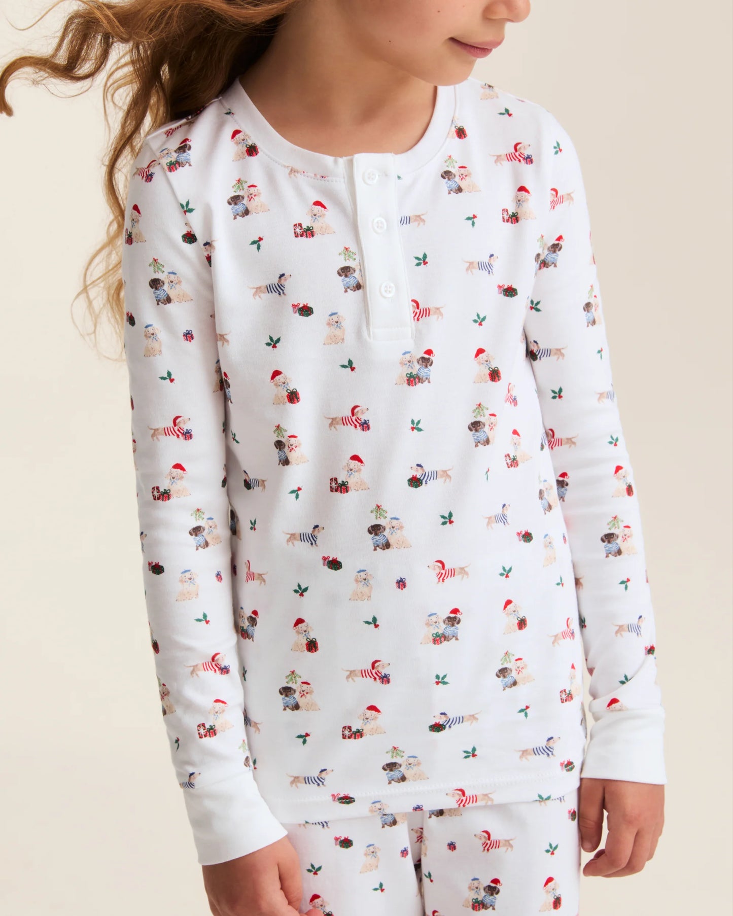 Kid's Pima Snug Fit Pajama Set in Woof de Noël - Petite Plume