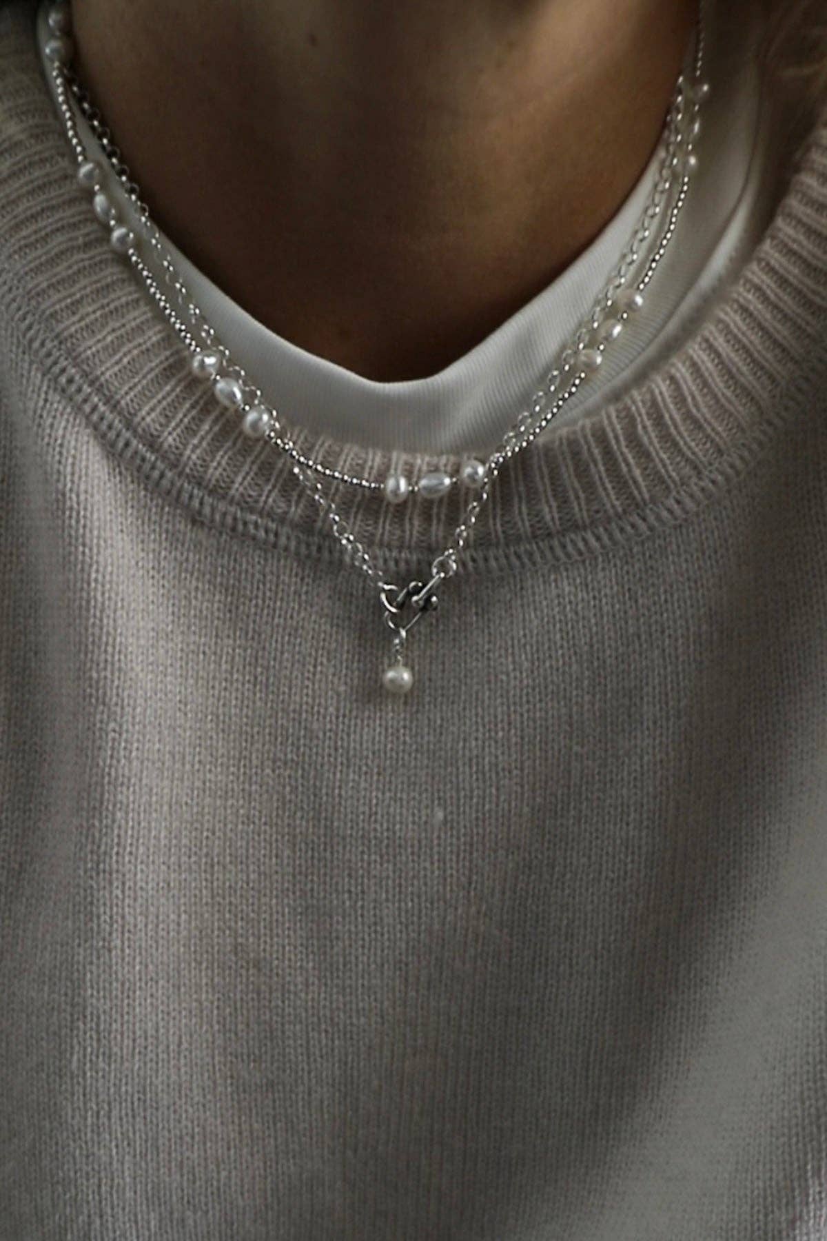 Silver Link Chain and Pearl - Katie Waltman