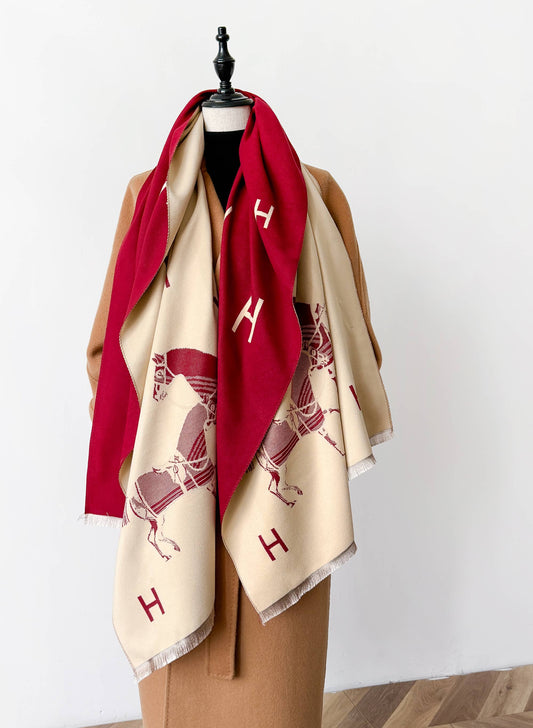 Equestrian Red + Cream Stable Reversible Wrap
