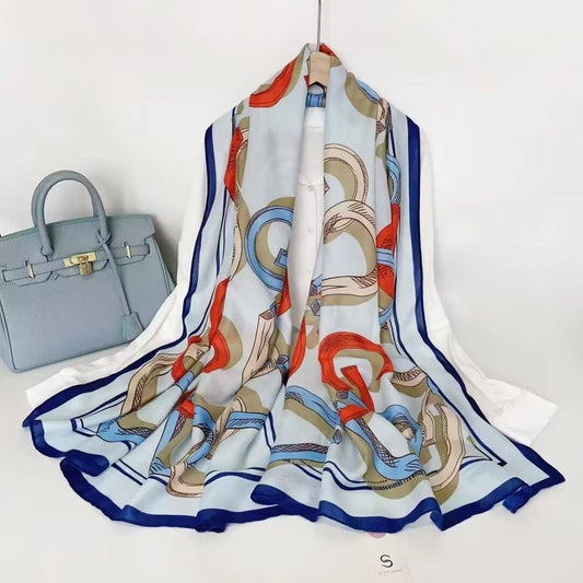 Equestrian Red + Blue Scarf – Horseshoe Collection