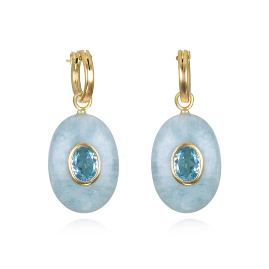 Aquamarine & Blue Topaz Oval Huggies