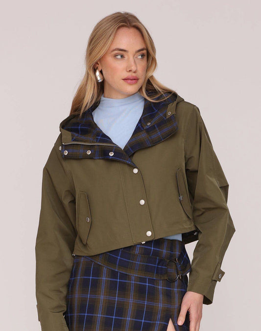 Cropped Anorak Rain Jacket - Military