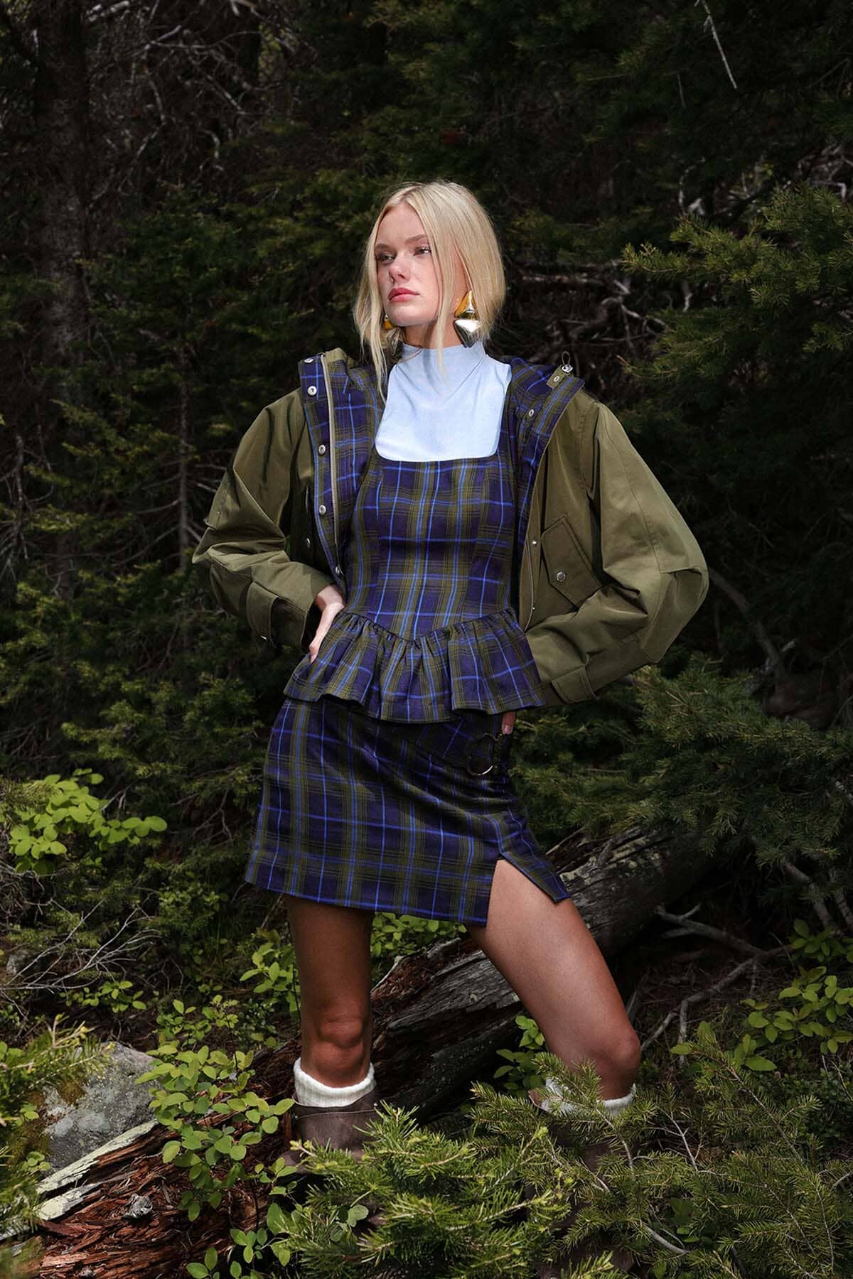 Cropped Anorak Rain Jacket - Military