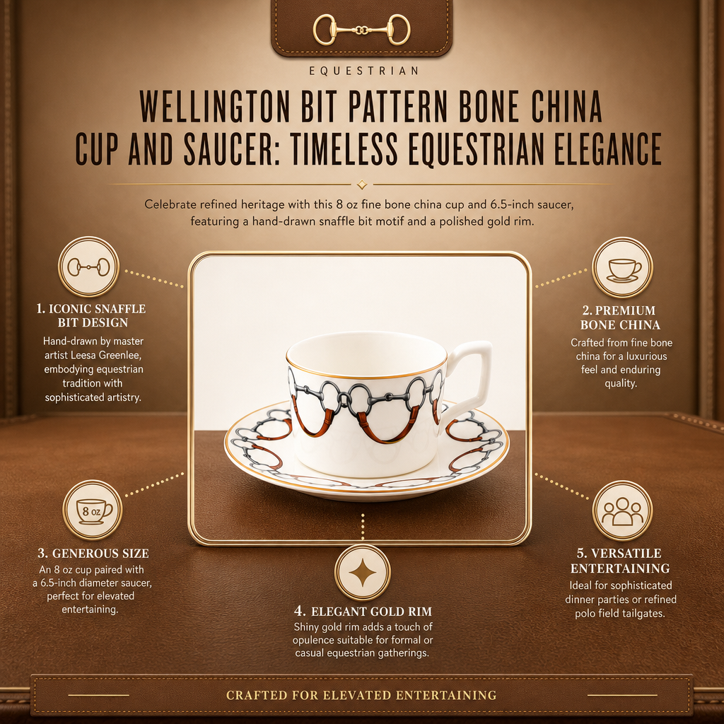 Wellington Bit Pattern Bone China Cup and Saucer