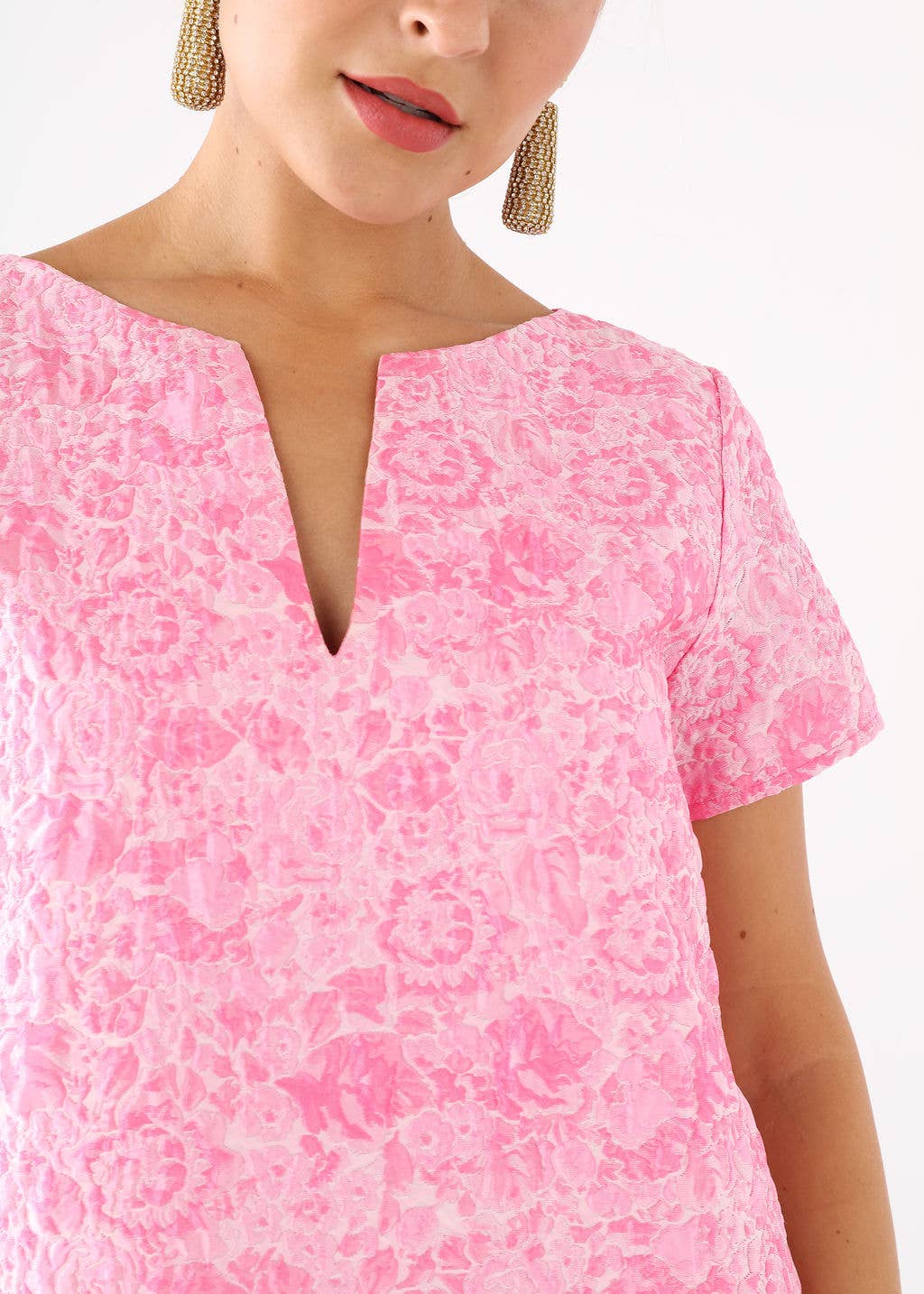 Lulu Dress Pink Bubble Jacquard Pink - Abbey Glass