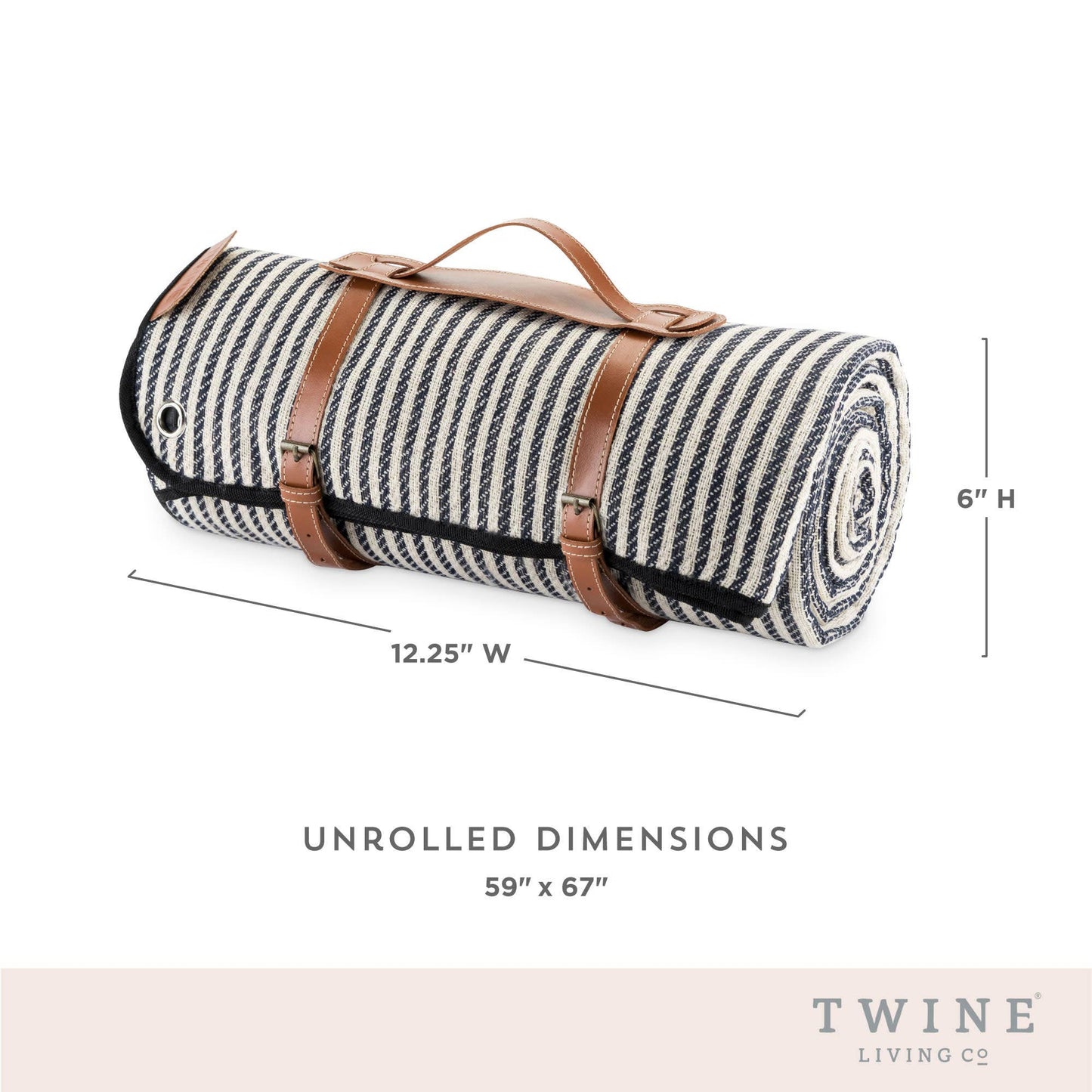 Waterproof Picnic Blanket w Genuine Leather Carrying Straps