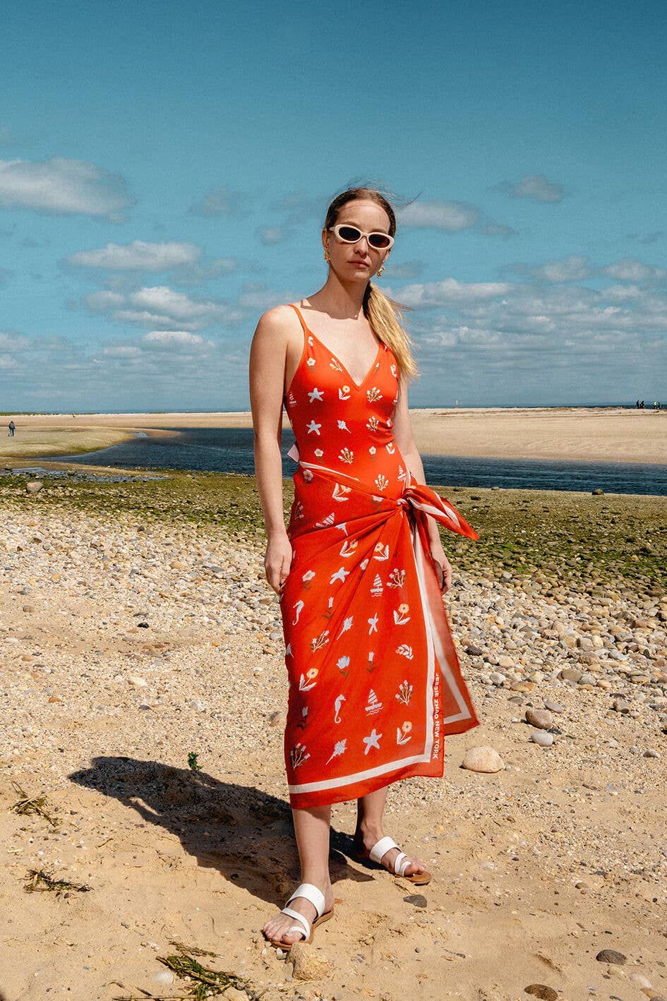 Beach Sarong Wrap - Red Tides