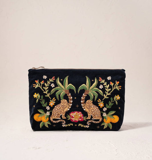 Jungle Paradise Jaguar Charcoal Everyday Pouch - Elizabeth Scarlett