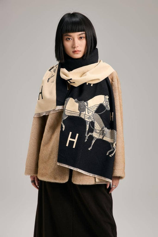 Equestrian Black + Cream Stable Reversible Wrap