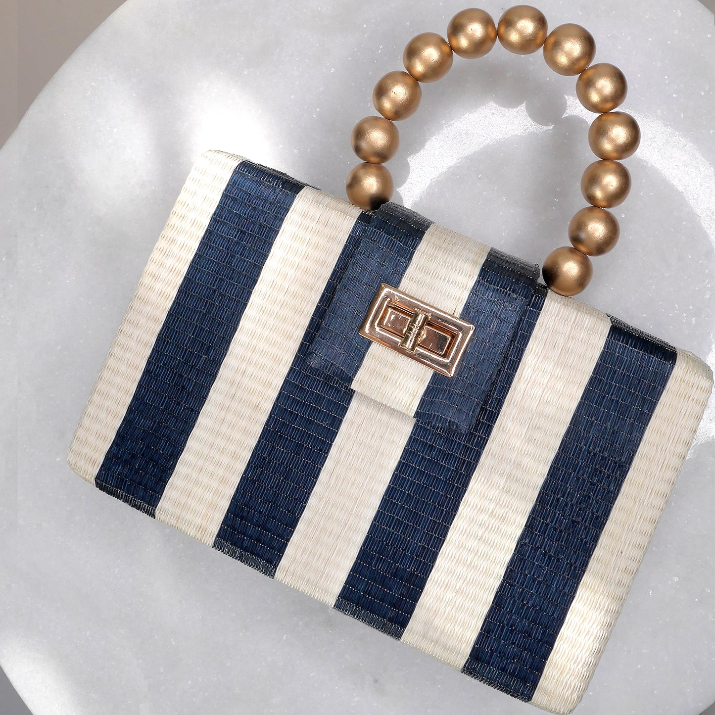 Navy Stripe Clutch Bag - Soli & Sun