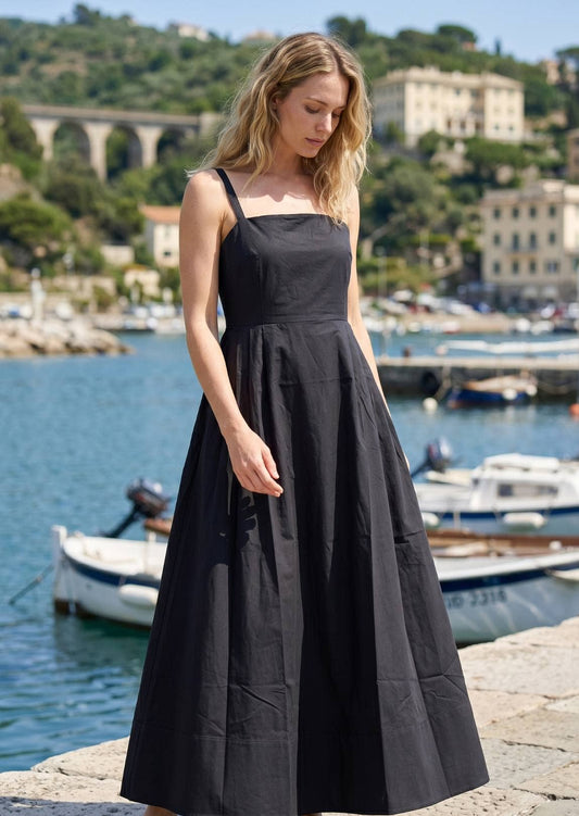 Malena Cotton Maxi Dress - Black