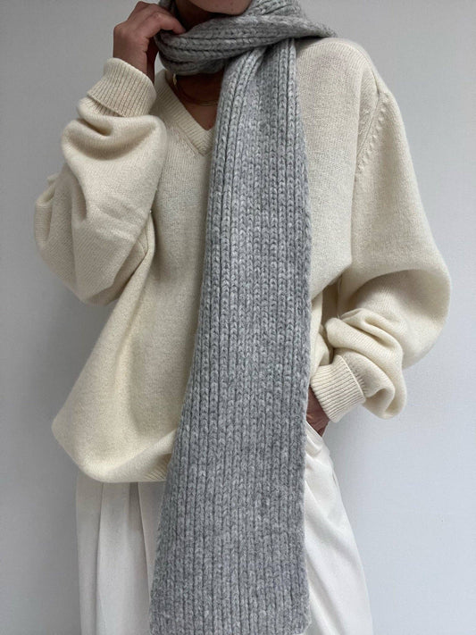 CeCe Knitted Alpaca Scarf - Grey