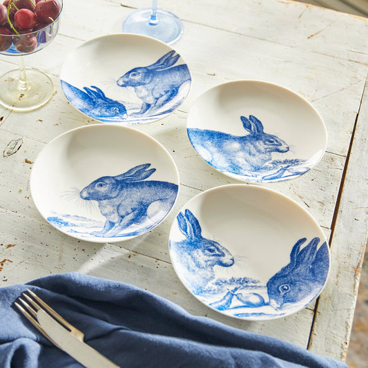 Blue Bunnies Small Plates - Set of 4