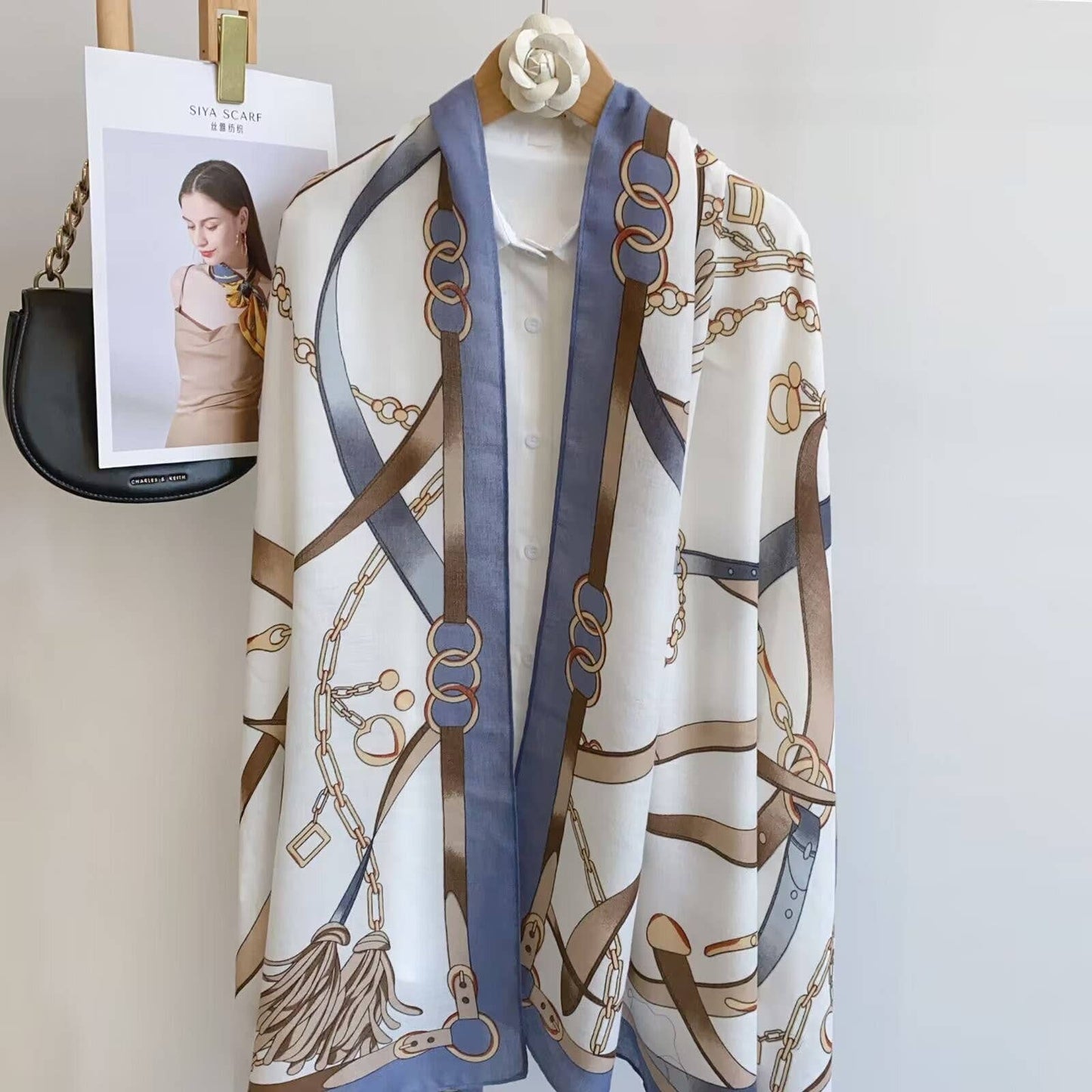 Equestrian Blue + White Scarf – Equine Chain Collection
