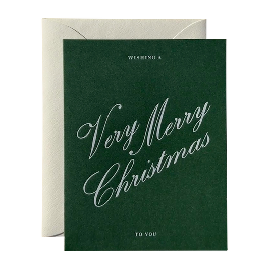 Very Merry Christmas Greeting Card - Forest Green