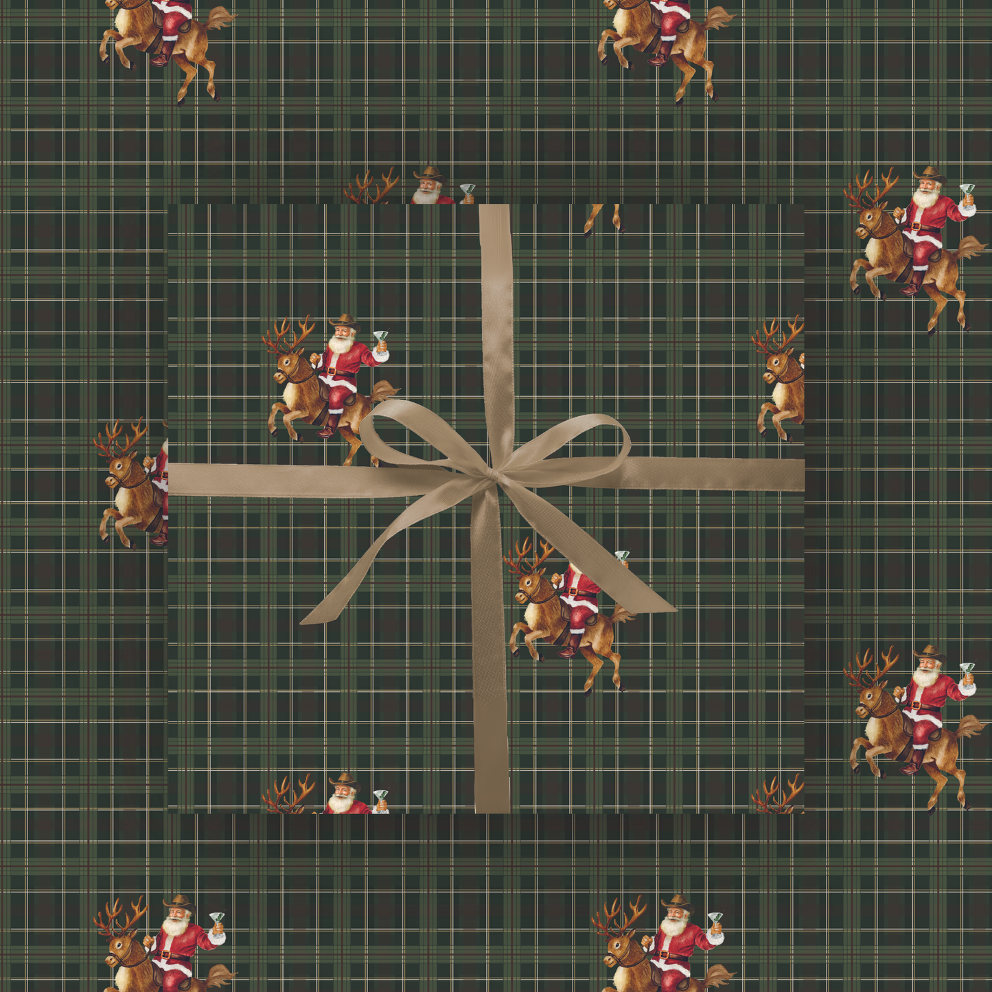 Santa Martini Wrapping Paper