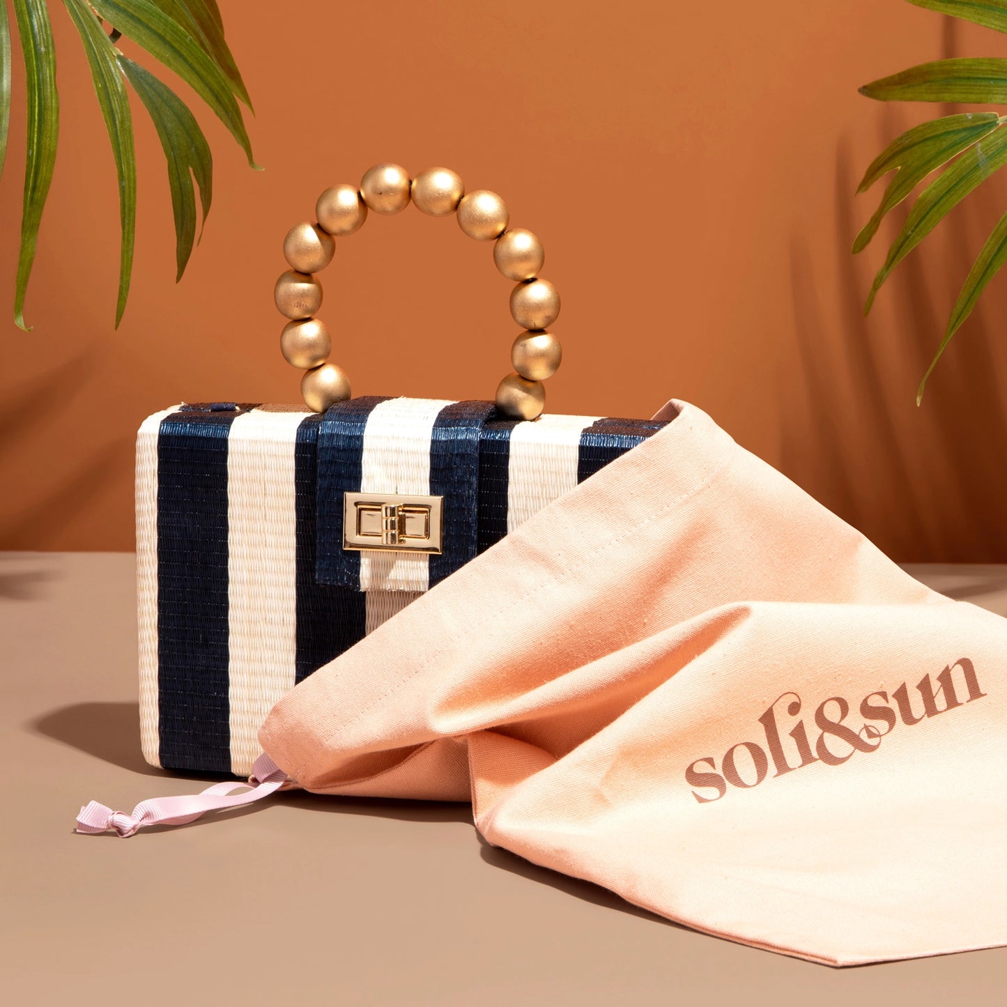 Navy Stripe Clutch Bag - Soli & Sun