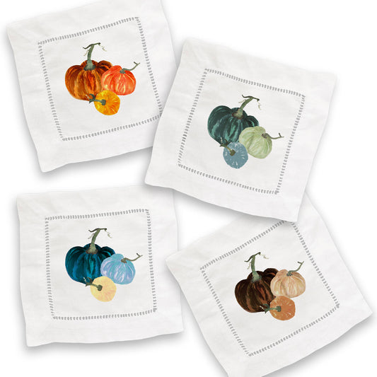 The Perfect Pumpkins Mixed Linen Cocktail Napkin Set