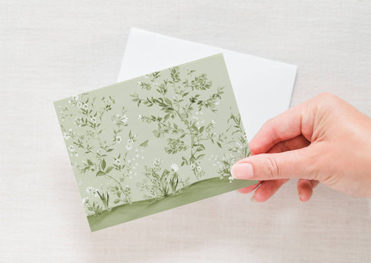 Green Floral Chinoiserie Notecards - Set of 8