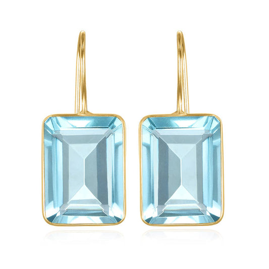 Emerald Cut Valencia - Sky Blue Gold