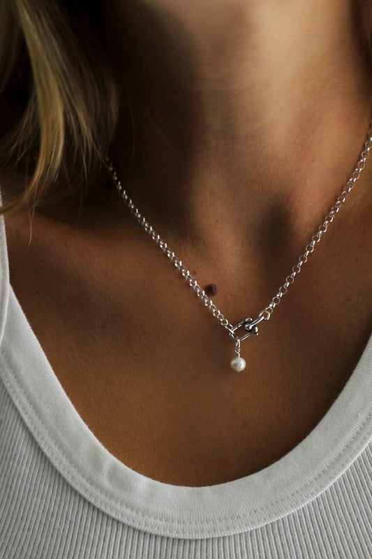 Silver Link Chain and Pearl - Katie Waltman