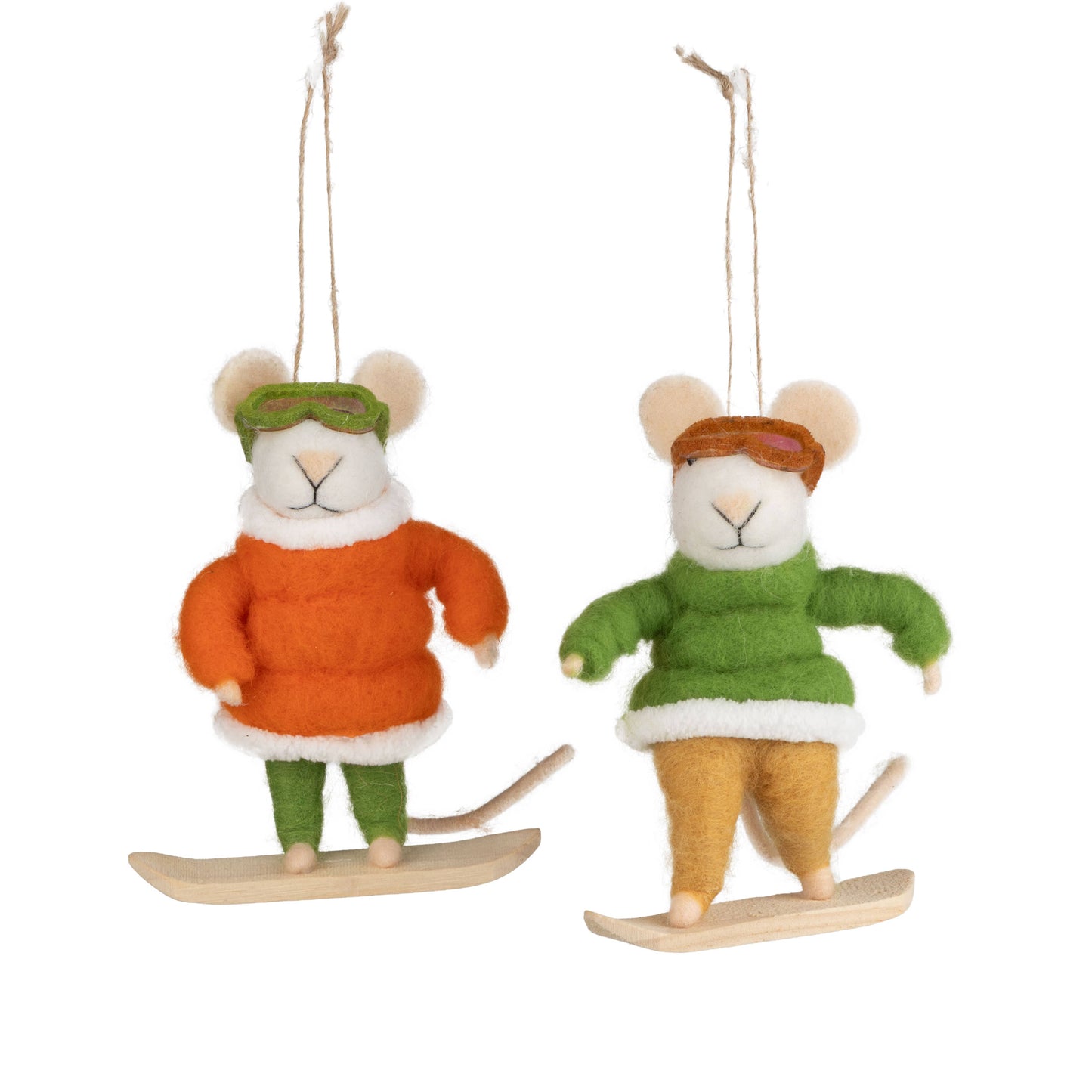 Orange/Green Snowboarder Mouse Ornament