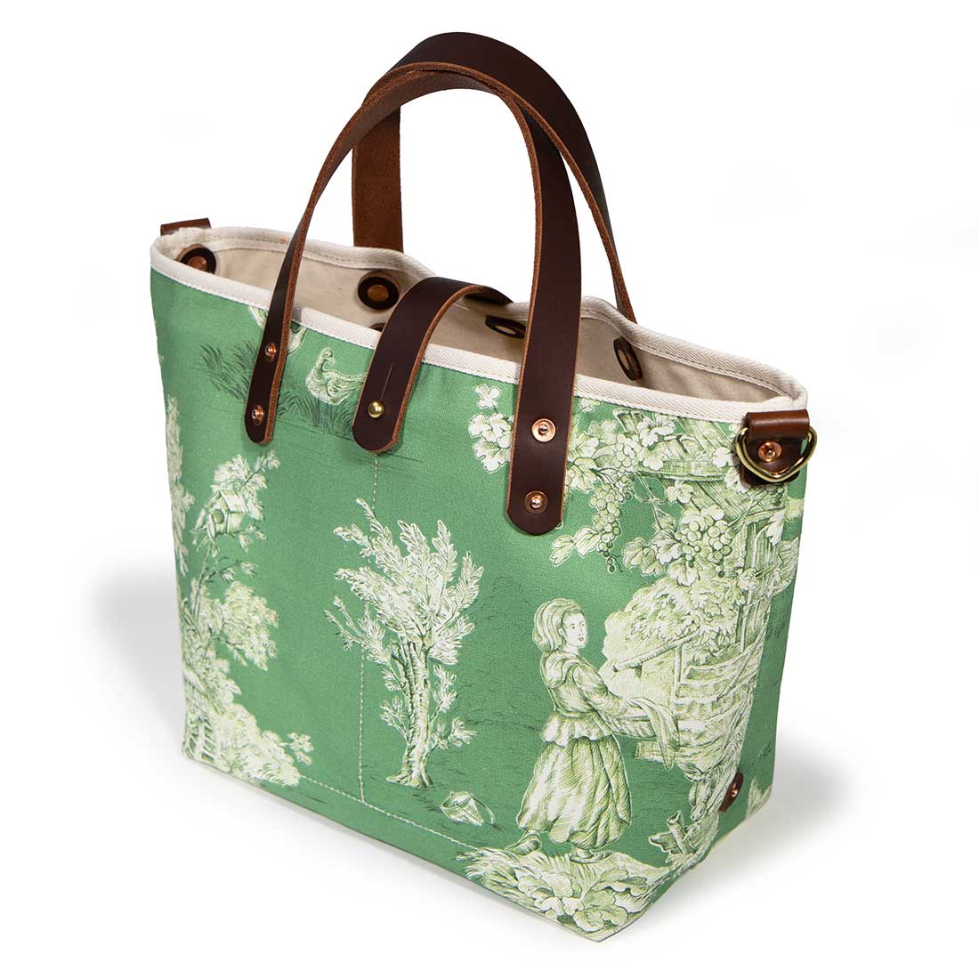 Vintage Emerald Toile Mini Tote