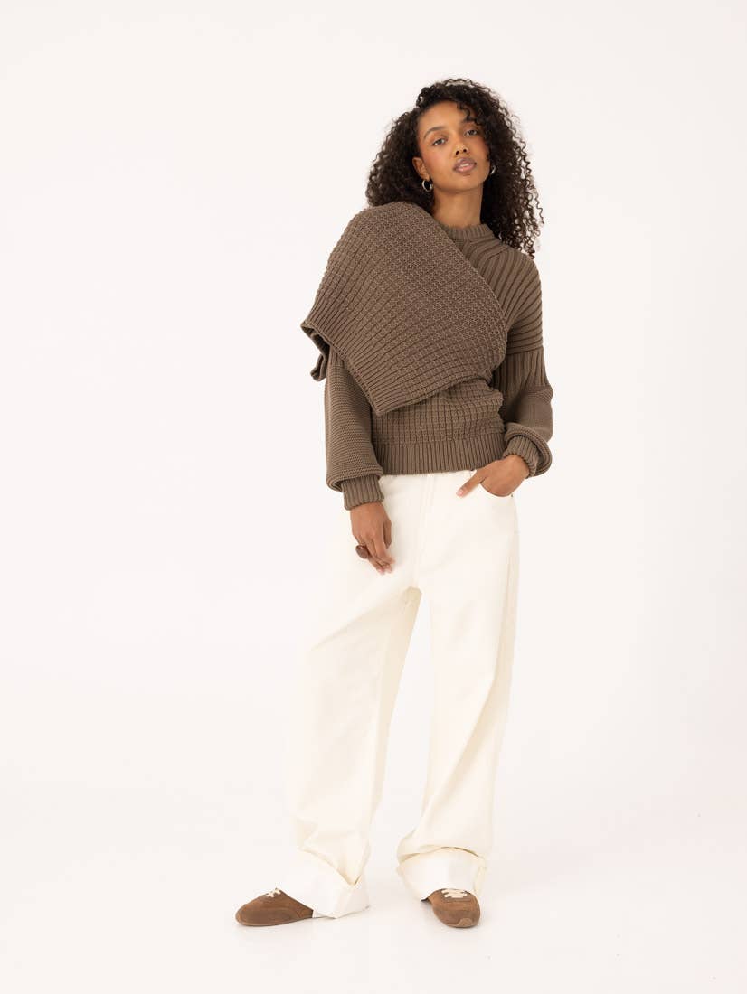 Delčia 100% Cotton Earth Brown Sweater - Knotty Ones