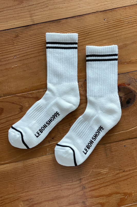 Boyfriend Socks - White with Black