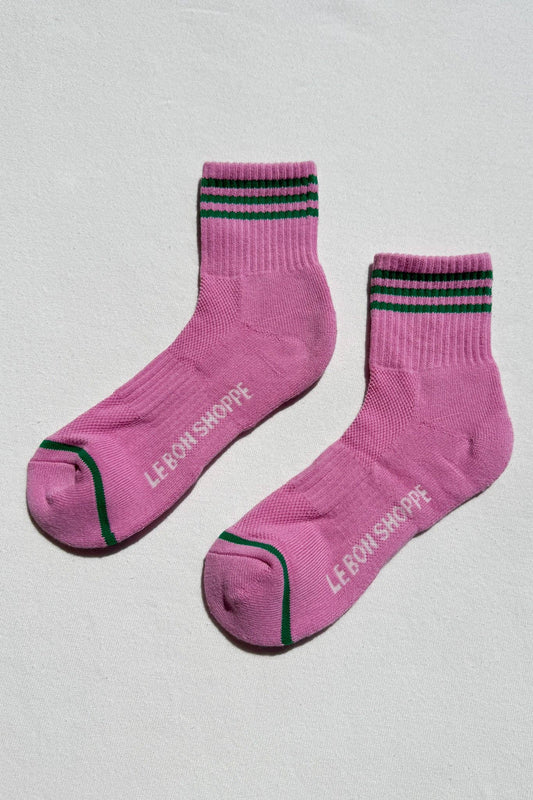 Girlfriend Socks - Rose Pink + Green