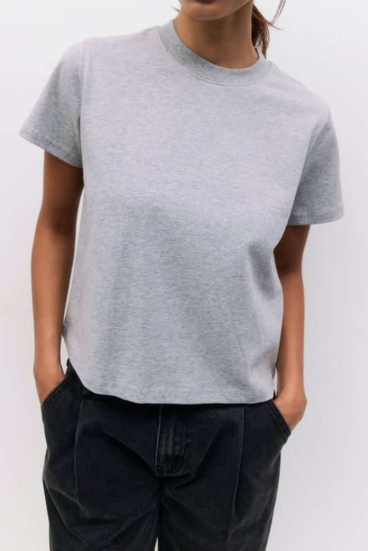 The Lanie Top Women's Heavyweight Cotton T-Shirt - Grey
