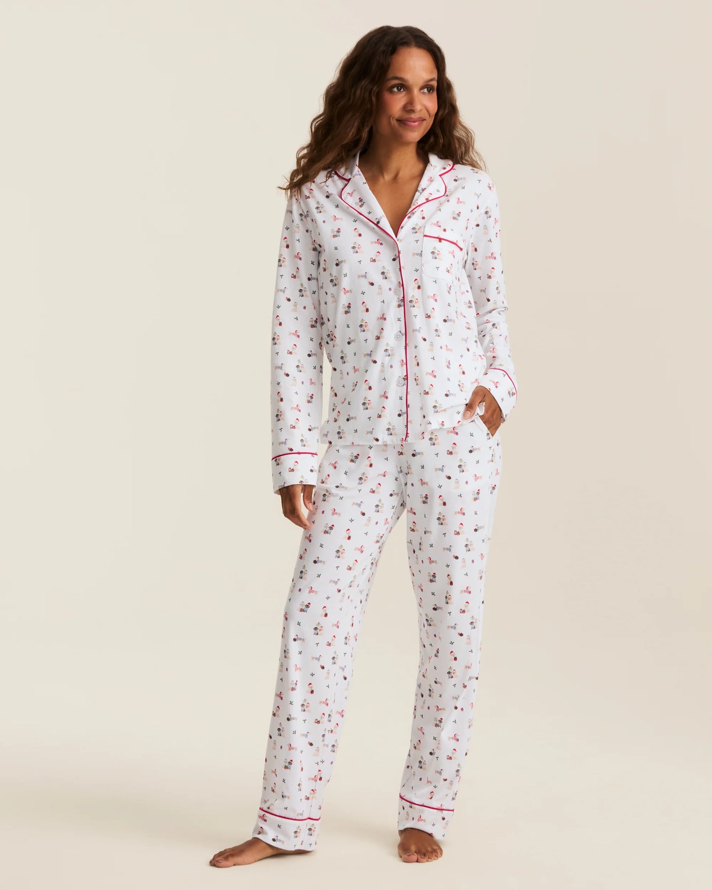 Women's Pima Pajama Set in Woof de Noël - Petite Plume