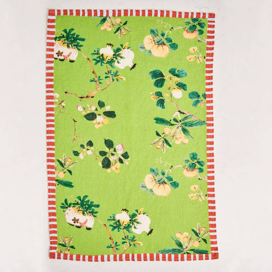Linen Tea Towel - Pomegranate Green
